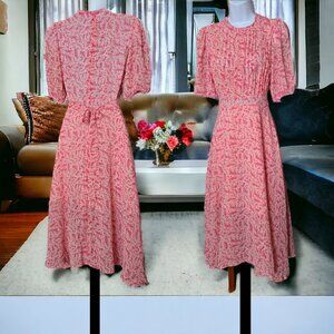 MONOCO ( SM ) MONOCO FASHIONS Pleat Sheer Lined Floral Midi Dress